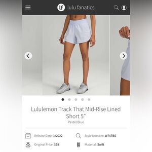 Lululemon Track That Short Pastel Blue